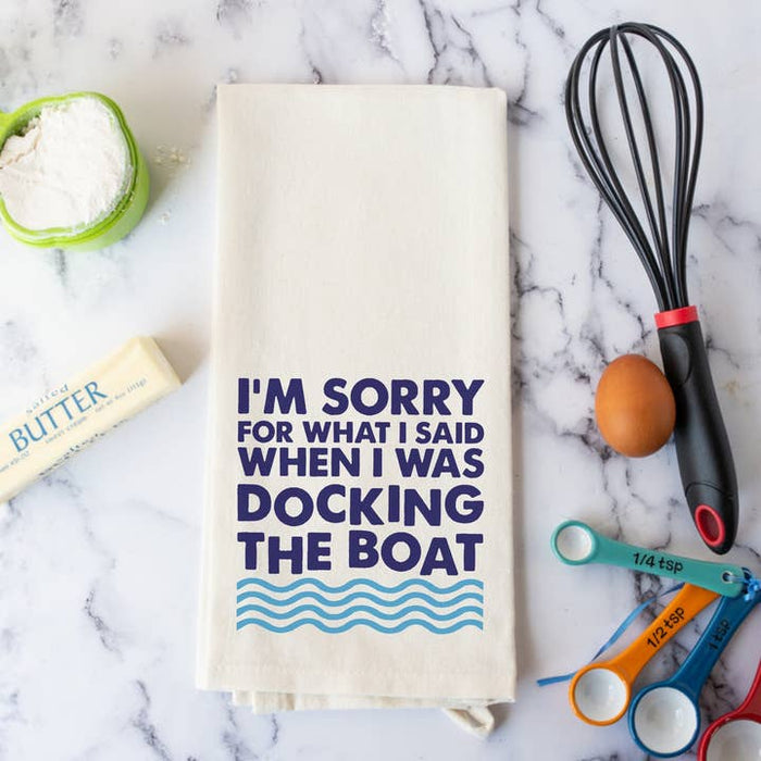 Kitchen Towel - Docking the Boat