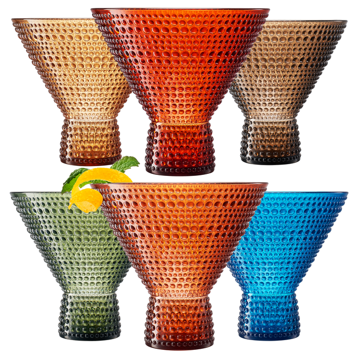 Acrylic Unbreakable Hobnail Martini Plastic Glass, 6 Set 9OZ