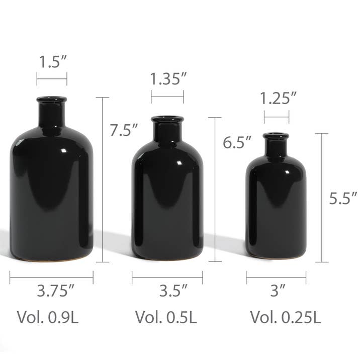 Bud Vases | Black | Set of 3