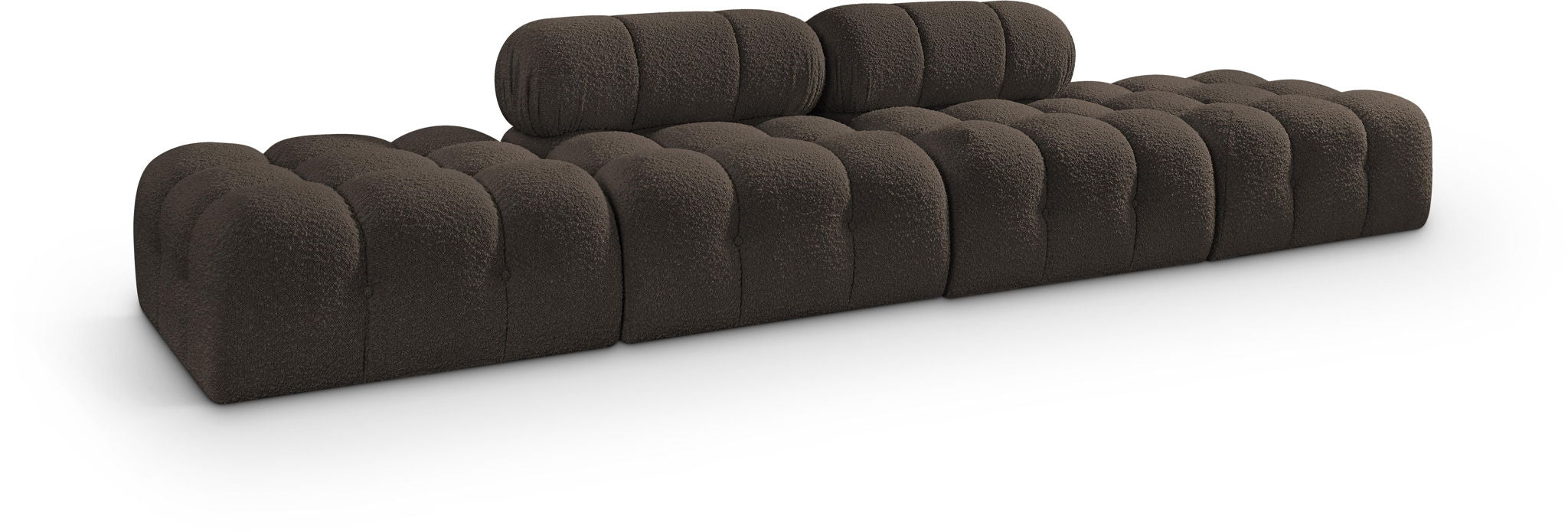 Ames - 4 Piece Boucle Upholstered Modular Sofa With 2 Backless Seats