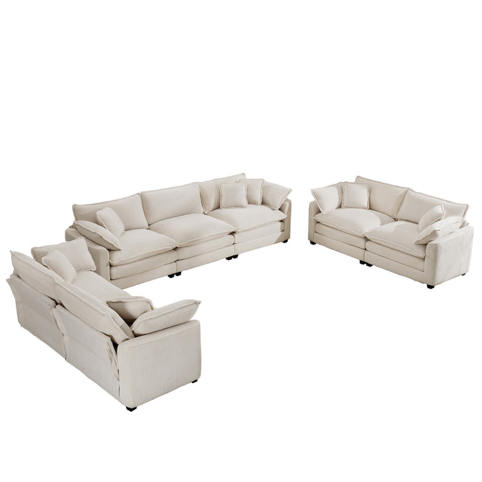 Elegant Corduroy Oversized Sectional Sofa Set With Deep Seats And Flexible Layout