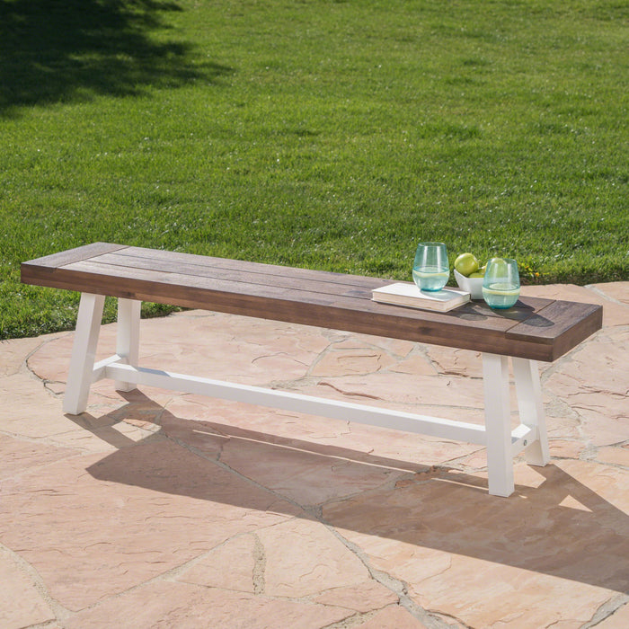 Tranquilizer - Outdoor Acacia Wood Bench With Slat Panel Design