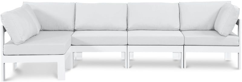 Nizuc - Outdoor Patio 5 Piece Modular Sectional With White Frame