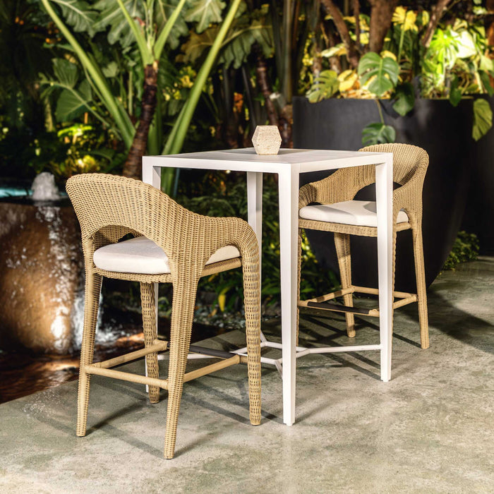 Kavali - Outdoor Wicker Barstool - Woodtone