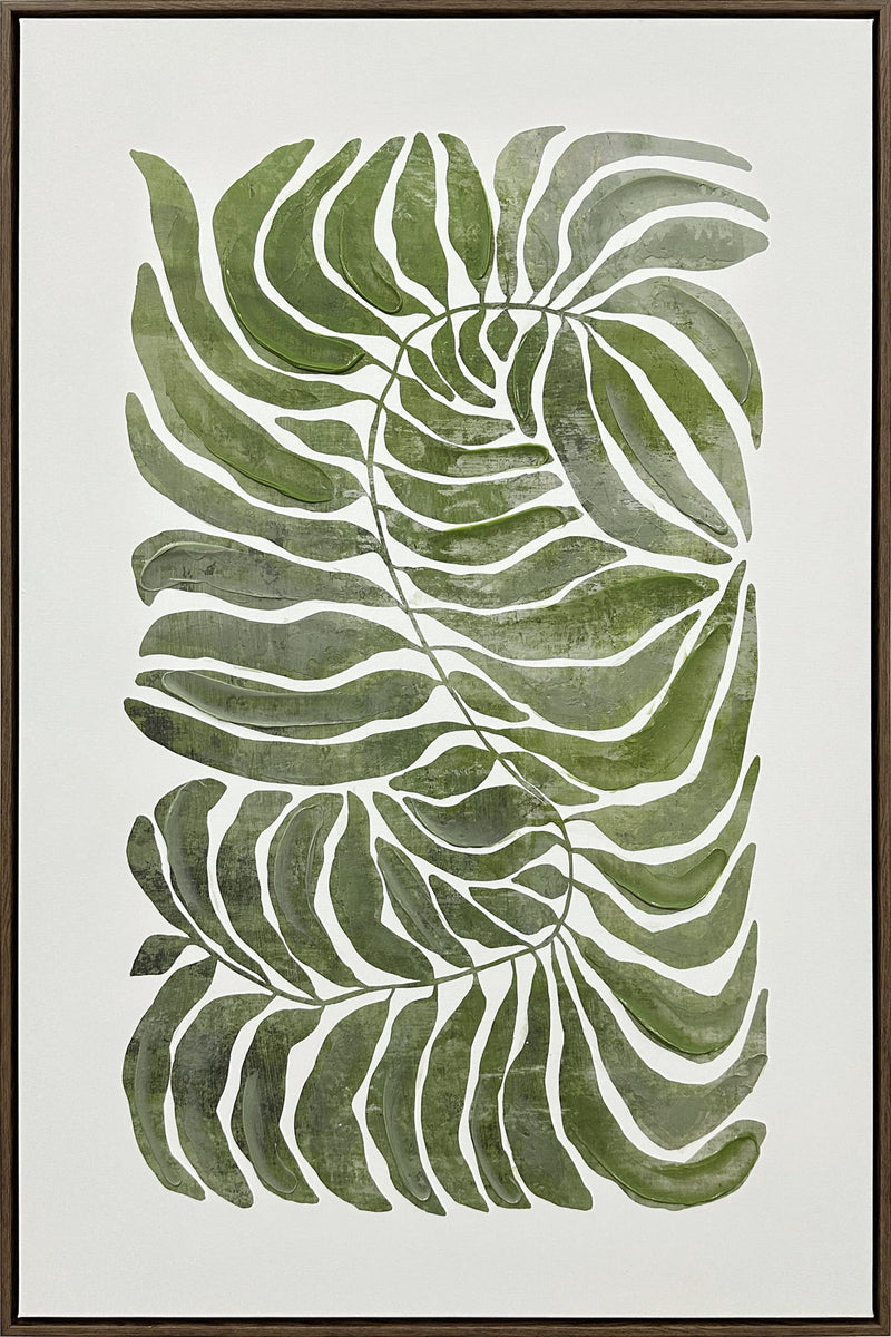 Frond Cadence II - 24 X 35 - Hand-Embellished Canvas In Frame - Green
