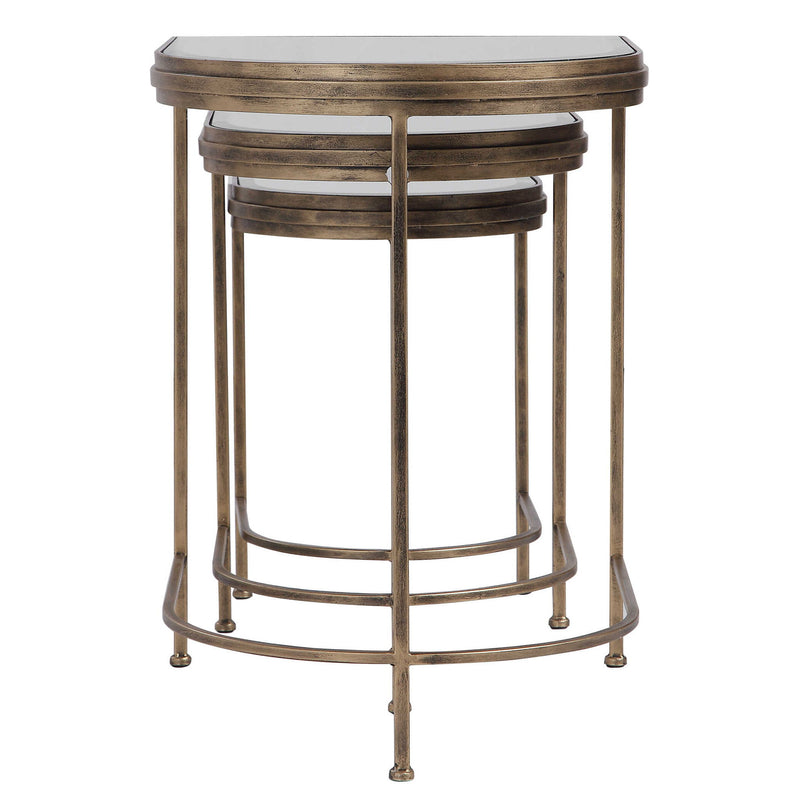 India - Nesting Tables (Set of 3) - Light Brown & Black
