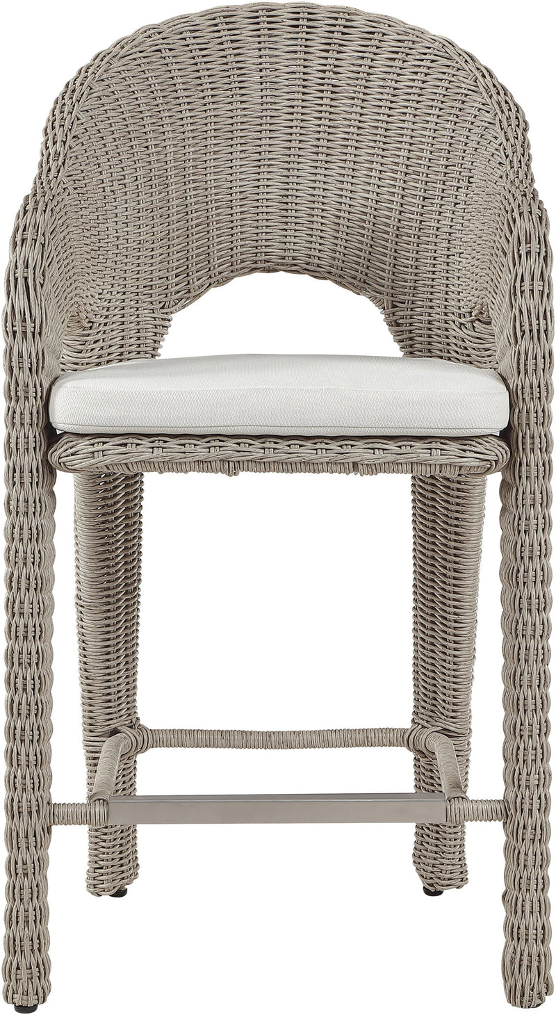 Seacrest - Olefin Water Resistant Fabric And Wicker Outdoor Patio Bar Stool