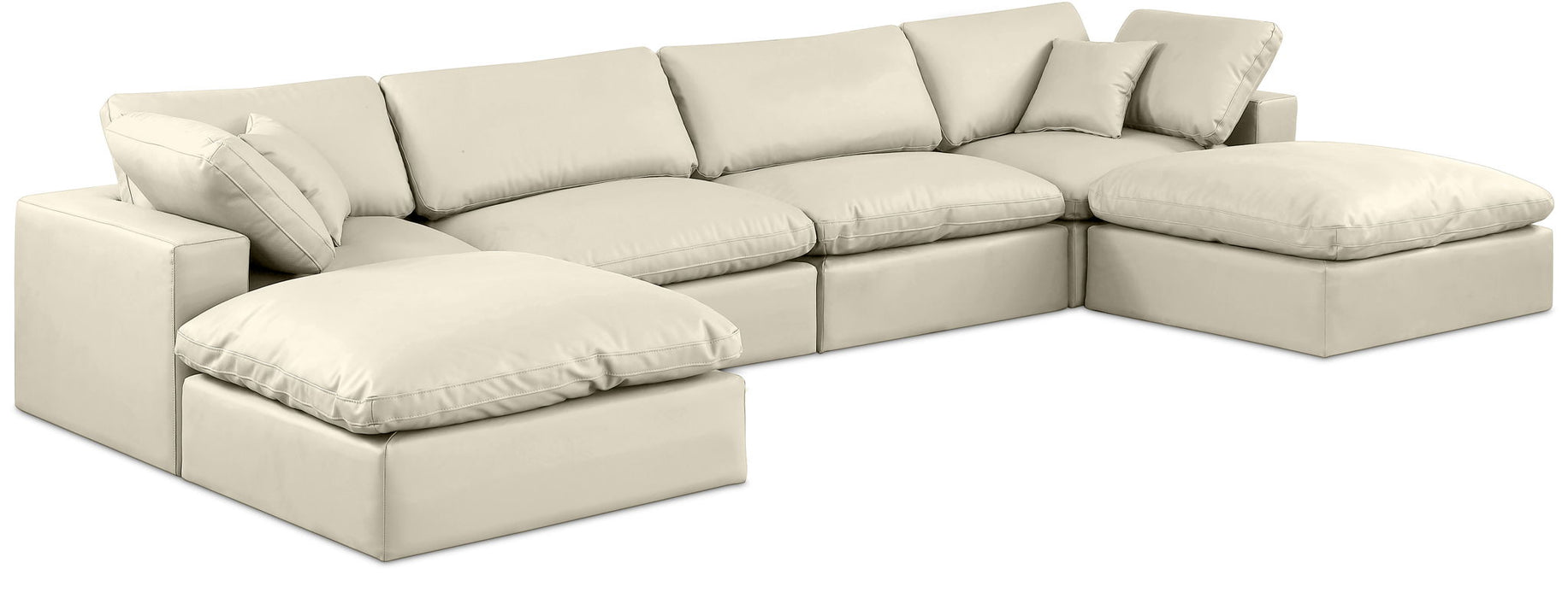 Comfy - 6 Piece Faux Leather Modular Double Chaise Sectional