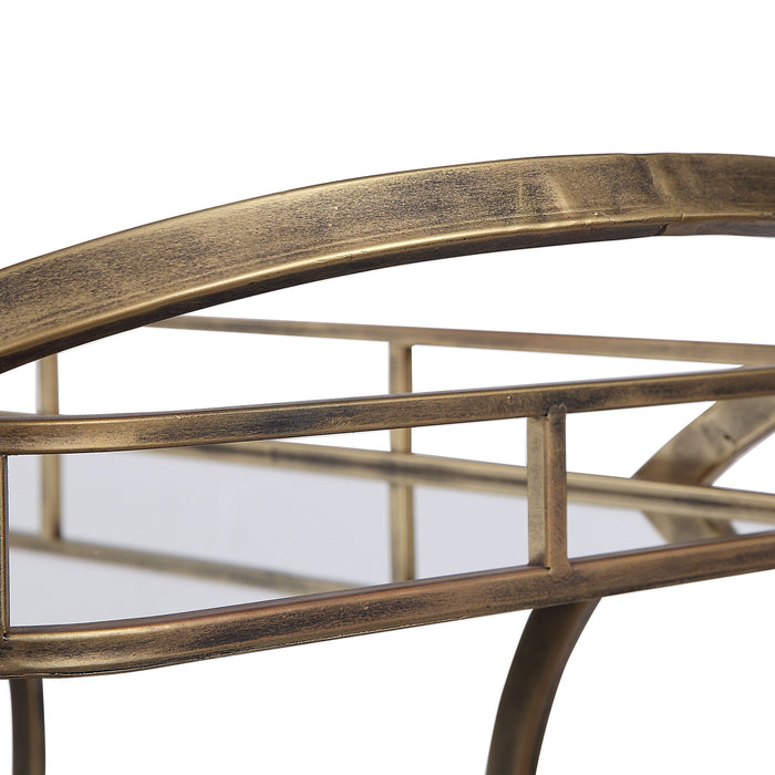 Imelda - Demilune Console Table - Gold & White