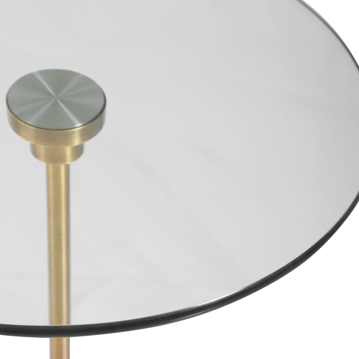 Portsmouth - Round Accent Table - Gold & White