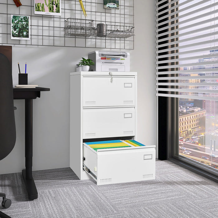 Filing Cabinet Lateral File Cabinet 3 Drawer, Locking Metal File Cabinets Three Drawer, Office Filing Cabinet With Lock Drawers For Home Office