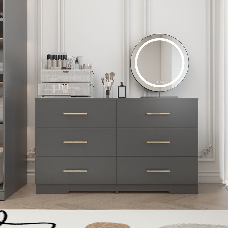 Large 6 Drawers Chest Of Drawer Dressers Table With Handle