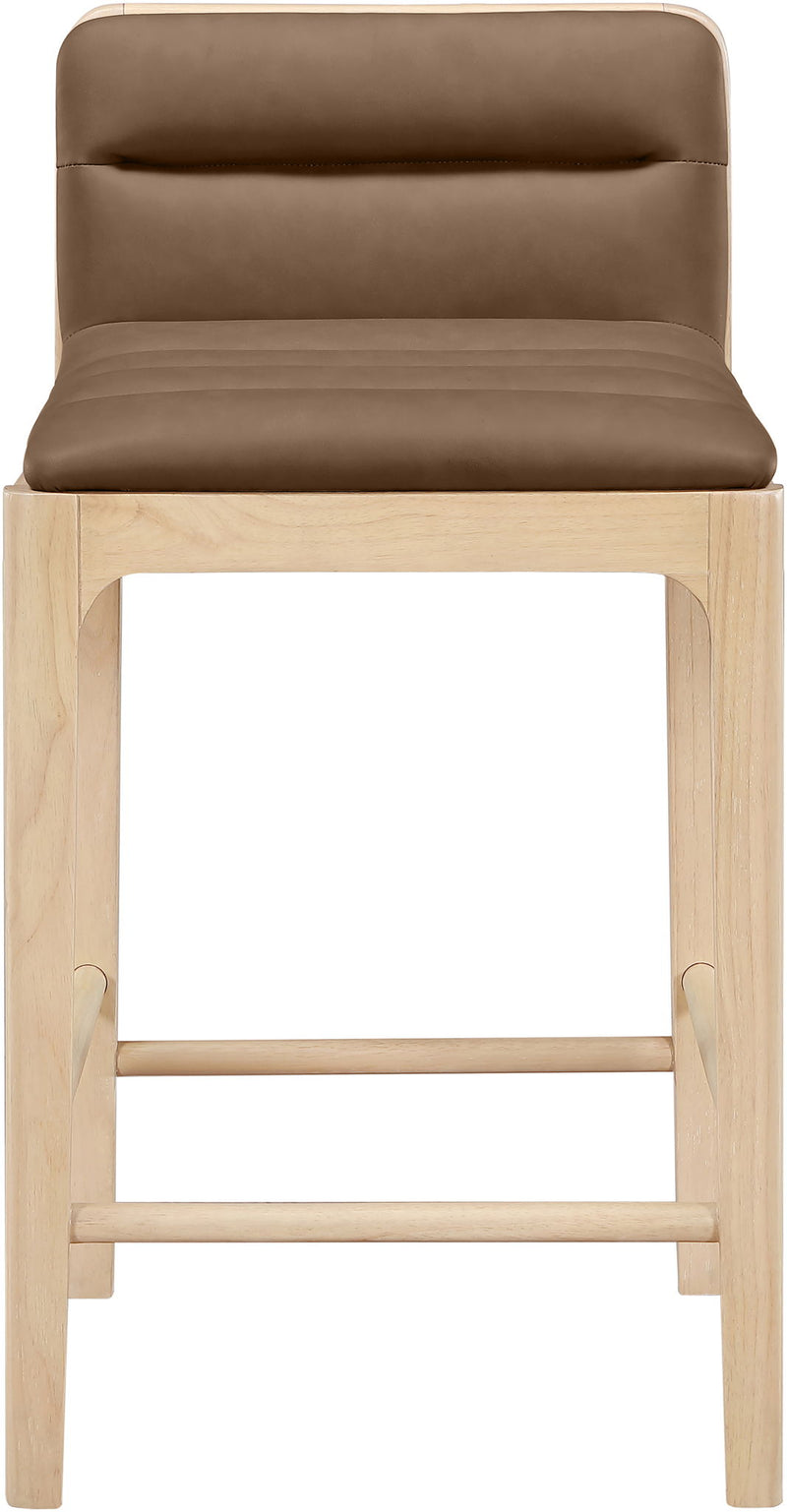 Ellis - Vegan Leather Upholstered Counter Stool (Set of 2) - Natural Base