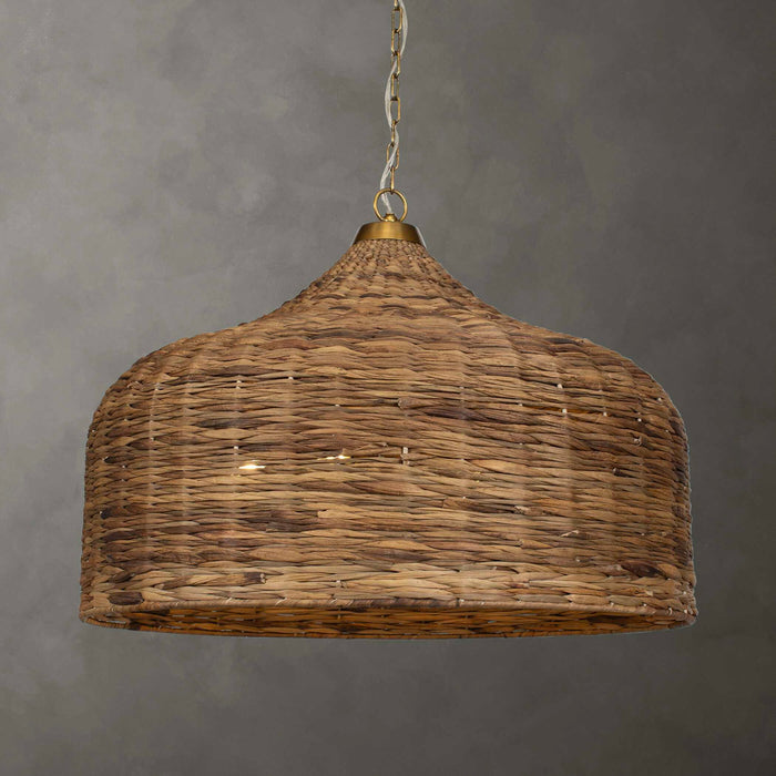 Tauranga - Seagrass 5 Light Pendant - Light Brown