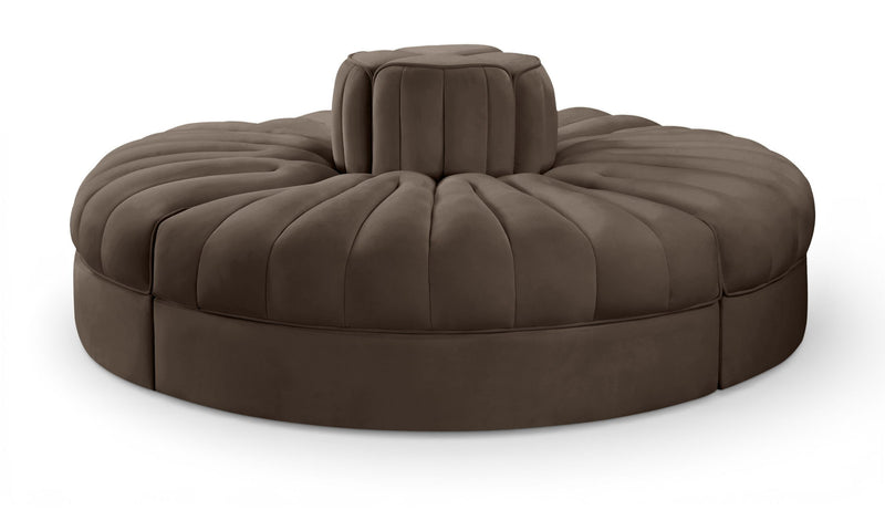 Rummi - Round Velvet Performance Fabric Upholstered 4 Piece Modular Sofa