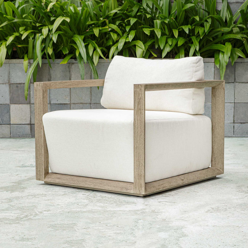 Remsen - Outdoor Lounge Chair - Dark Gray / White