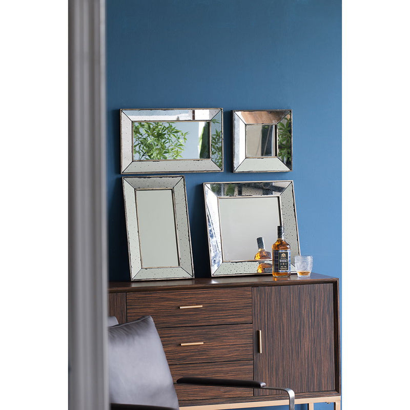 Distressed Accent Mirror, Traditional Style Framed Wall Mirror For Living Room