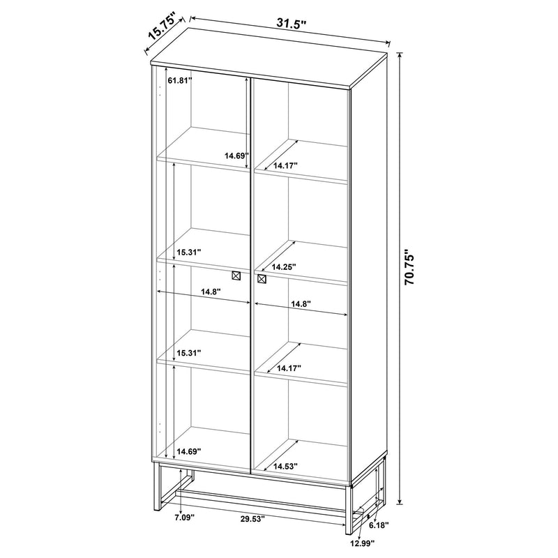 Gunderson - 8 Shelf Accent Cabinet - Oak