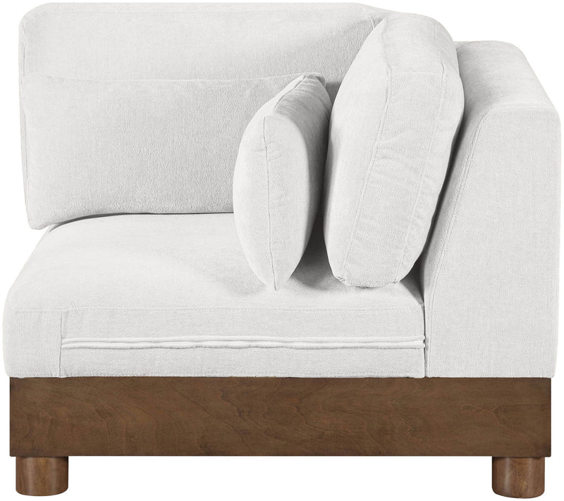 Turin - Chenille Fabric Upholstered Modular Corner Chair - Walnut Base