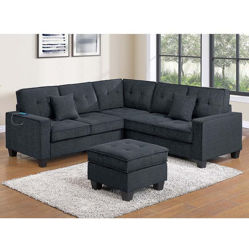 Sectional Set With Corner Wedge Ottoman USB Port