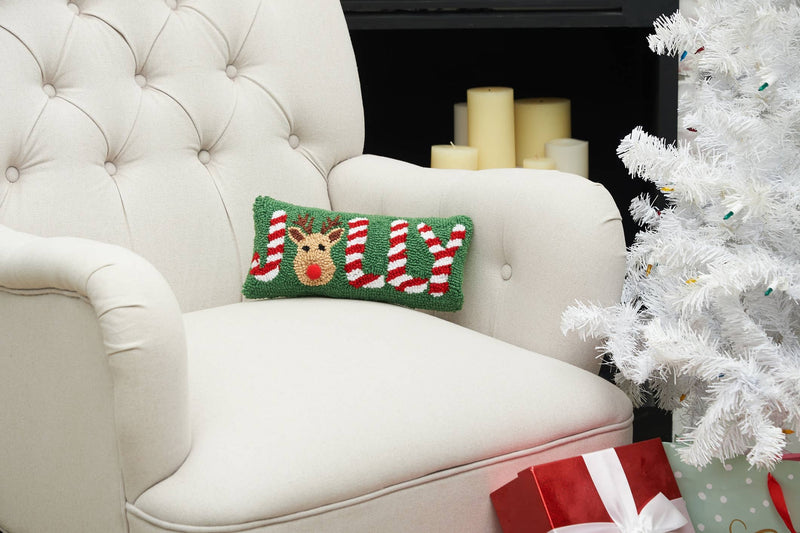 Christmas Jolly Reindeer Throw Pillow