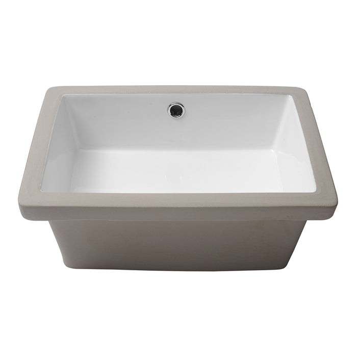 Modern Rectangular Undermount Bathroom Sink With Overflow Ceramic