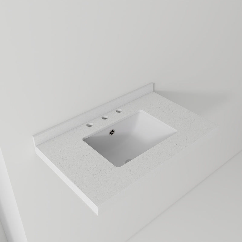 Basin Sink With 2" Thick Rim, Triple Faucet Holes, Sink Only