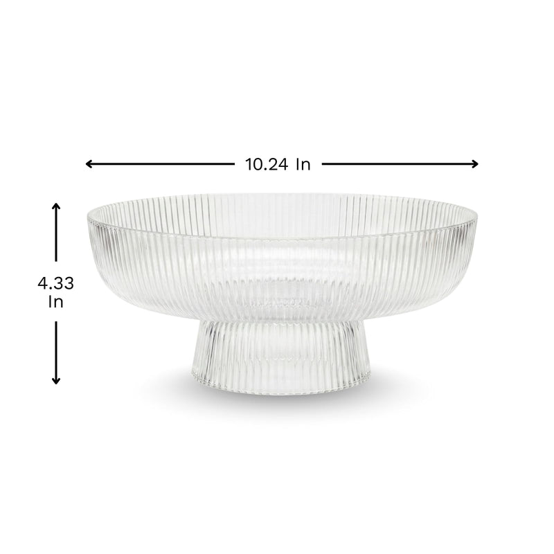 Decorative Fluted Transparent Glass Bowl, Fruit