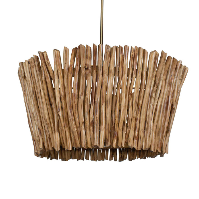 Rhea - 4 Light Wood Branch Chandelier - Woodtone