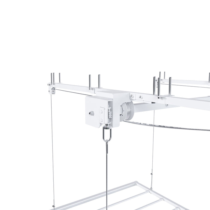 Overhead Garage Storage Rack 3 X 6 Ft For High Ceilings, With Safety Lock - White