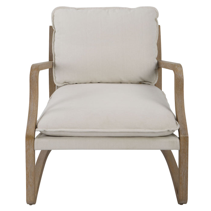 Melora - Solid Oak Accent Chair - Beige