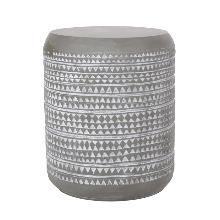 Outdoor Side Table With Cylindrical Shape - White