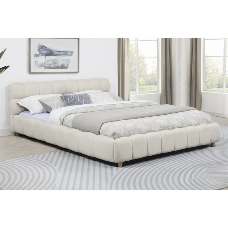 Queen Size Upholstered Platform Bed Frame - Beige