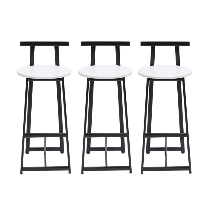Modern Bar Stools With Backrest For Kitchen (Set of 3)
