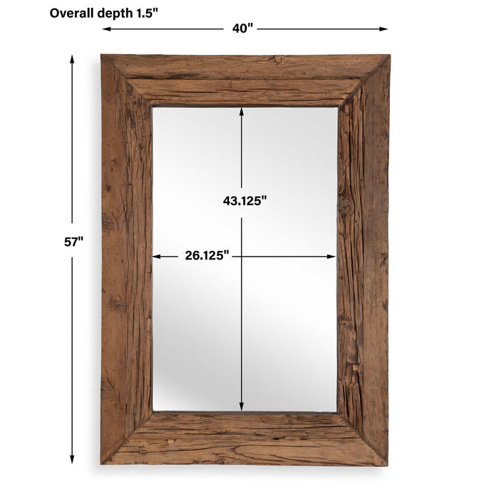 Rennick - Large Reclaimed Pine Mirror - Dark Brown