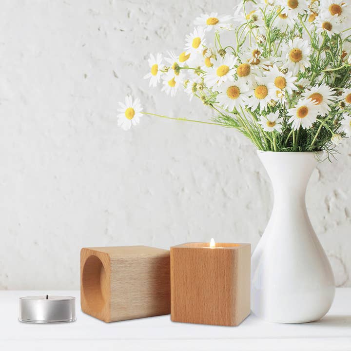 Beech Wood Tea Candle Holder