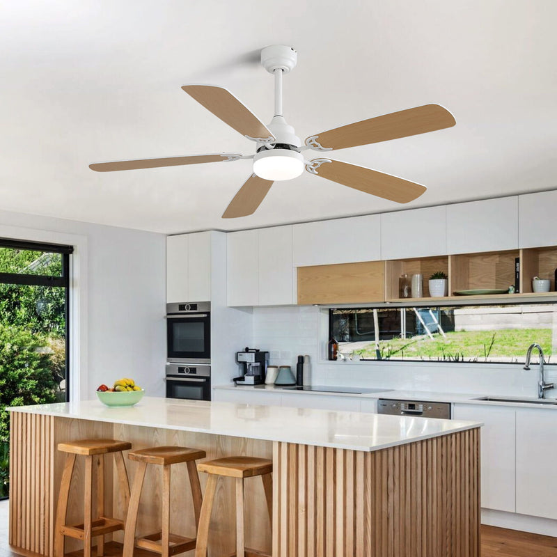 52" Ceiling Fan With LED Light, 6 Speed Remote Control, Reversible DC Motor