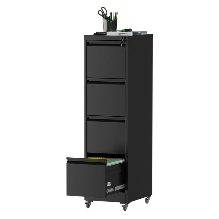 Drawer Metal Locking Vertical File Cabinet With Wheels Heavy Duty Lockable Storage