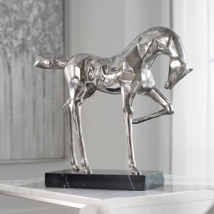 Phoenix - Horse Sculpture - Pearl Silver