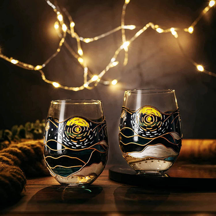 Van Gogh Artisanal Hand Painted Glasses | Set of 2