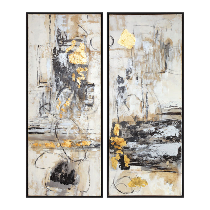 Life Scenes - Abstract Art (Set of 2) - Beige