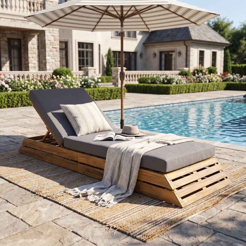 Chaise Lounge Set With 2 Fold Cushion