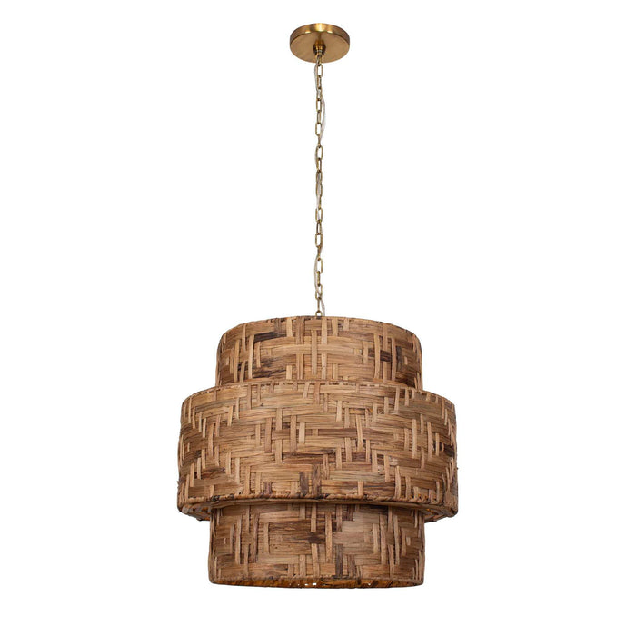 Water Hyacinth - 4 Light Woven Pendant - Light Brown