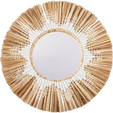 White Munja Grass Mirror | 20.5"