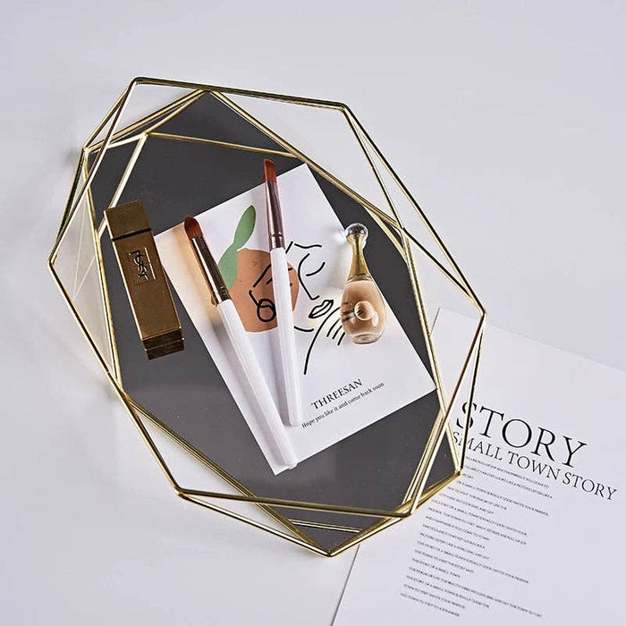 Polygon Glass Mirror Tray