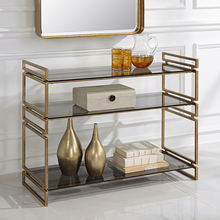 Stacked Up - Glass Console Table - Gray