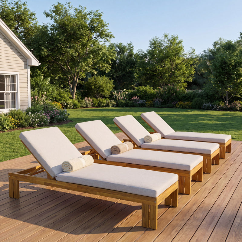 Outdoor Chaise Lounge With 5 Position Adjustable Backrest