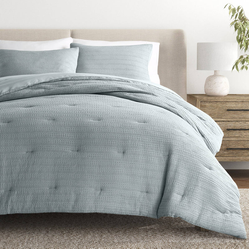 Waffle Textured 3 Piece Down Alternative Comforter Set