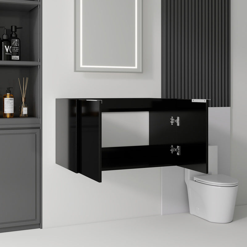 Floating Bathroom Vanity Cabinet With Soft Close Double Doors, Spacious Interior Storage, Wall Mounted, Cabinet Only