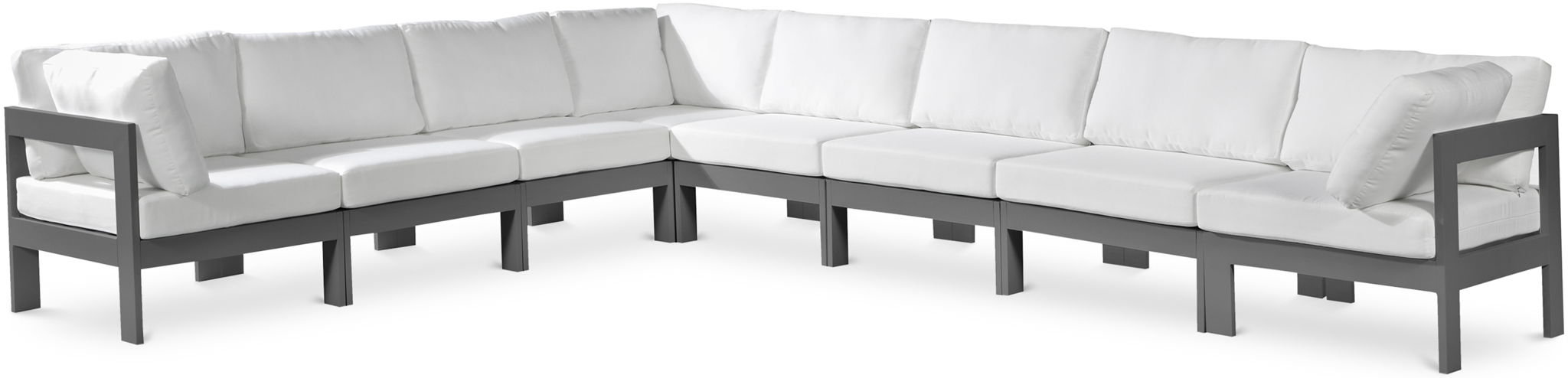 Nizuc - Outdoor Patio 8 Piece Modular Sectional With Gray Frame